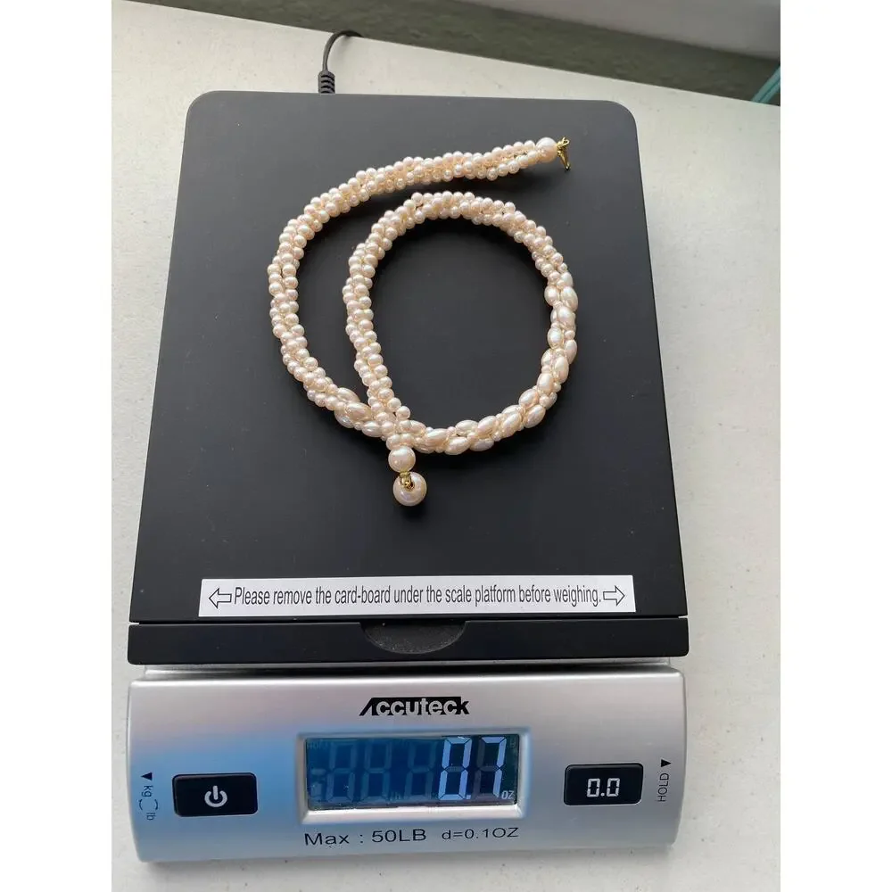 Faux Pearl Twisted Triple Strands Necklace Vintage 1990s Y2K
